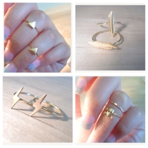 Real gold midi rings with handmade adornments!