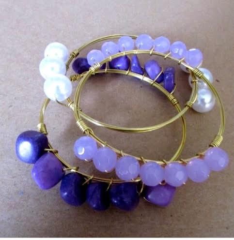 Violet stone on gold and periwinkle on gold bangles. Roc Me Out Online Boutique. 